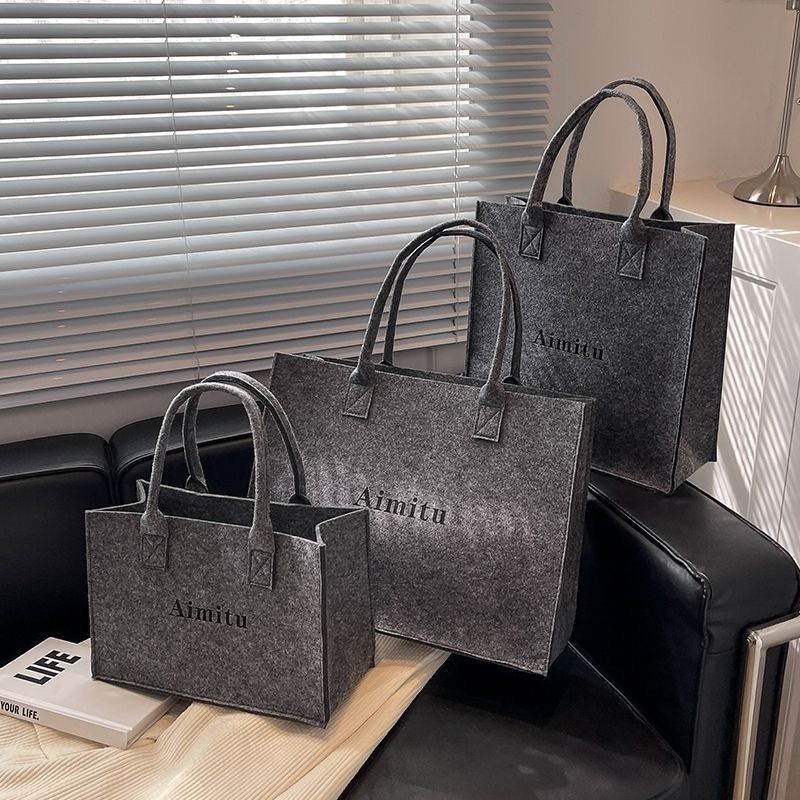 Felt Tote Gift Handbag Shopping Open Bag Thickened Customizable Ins Style Large Capacity_voghion.com