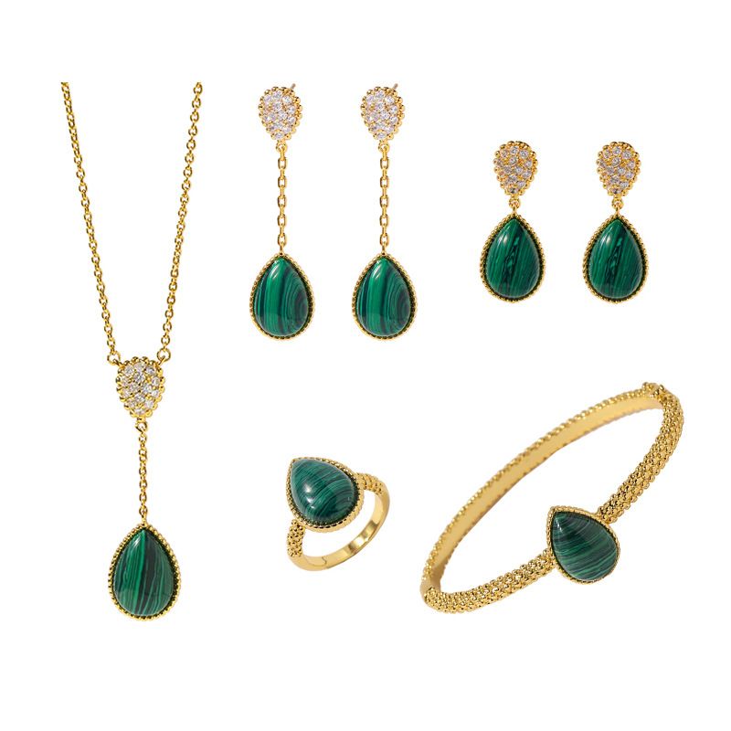 Set di quattro pezzi di orecchini a goccia in madreperla e agata naturale, stile retrò, per donna_voghion.com
