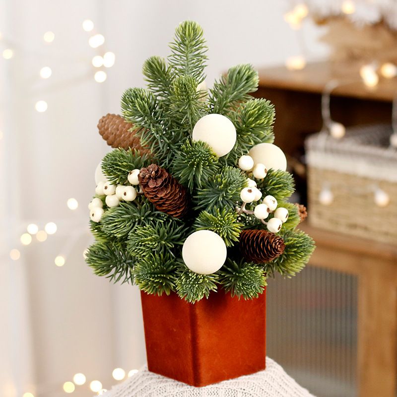 Christmas Decorations, Exquisite PE Nobeson Ins Tabletop Flocking Ball Red Fruit Mini Christmas Tree_voghion.com