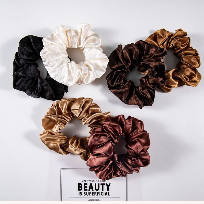 Heißer Verkauf Satin Solid Color Dickdarm Einfache und Vielseitige Frauen Headrope Hohe Elastische Haar Schleife Kopfbedeckungen_voghion.com