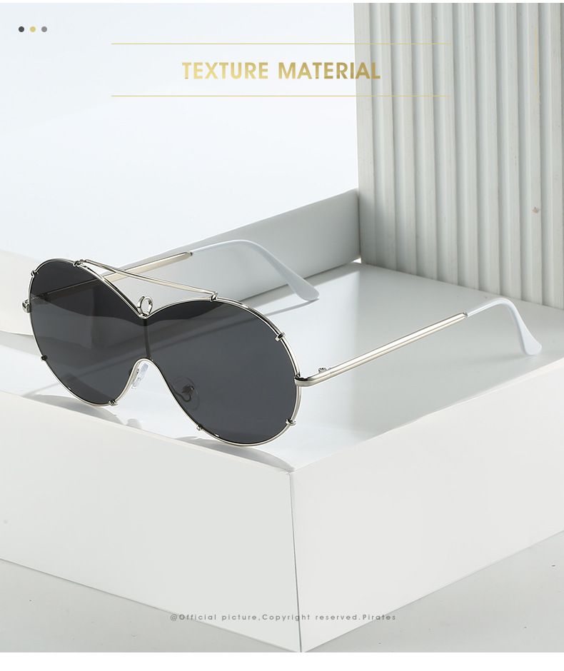 Retro baroque large frame ladies sunglasses full metal frame rivets oval Lindbergh Europe and the United States sunglasses_voghion.com