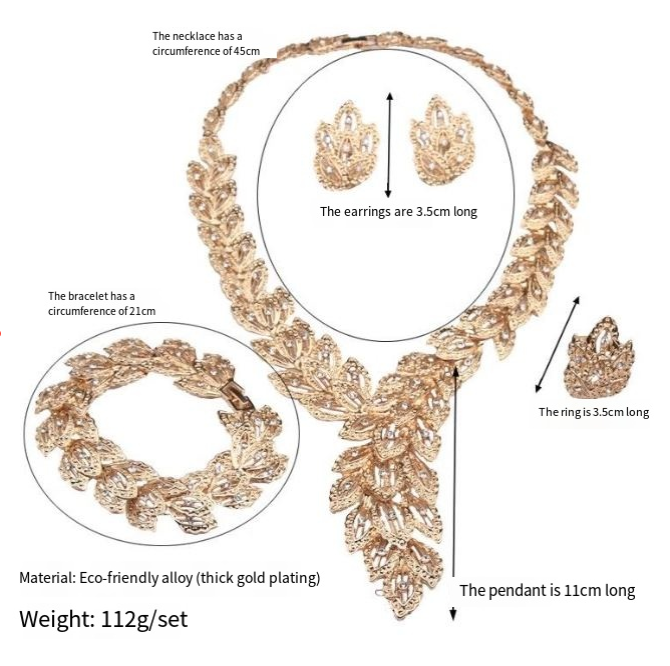 Collana esagerata in lega con clavicola e strass di piume per abiti da sposa, accessori da sposa, orecchini_voghion.com