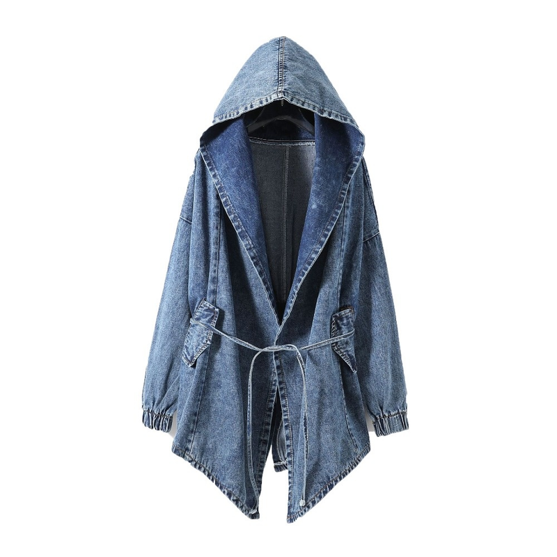 Τζιν μπουφάν για κορίτσια, oversized hoodie, κουκούλα, τζιν μπουφάν, σχέδιο μόδας, γυναικείο παλτό_voghion.com