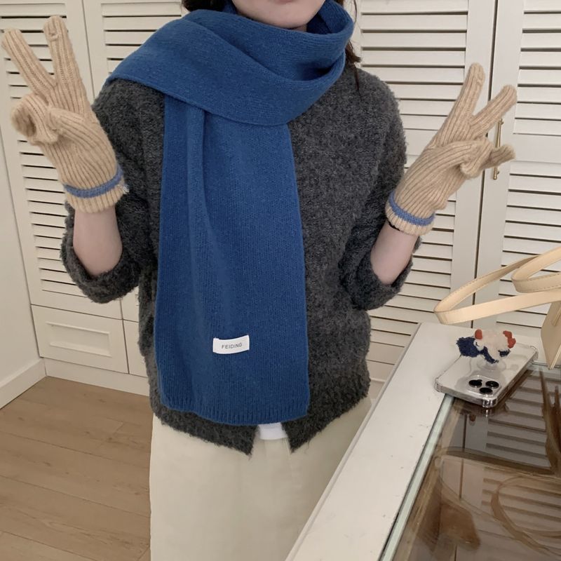 New Winter Women's Scarf Solid Color Soft Sticky Versatile Korean Couple Fashion Student Basic Knitted Warm Neck_voghion.com