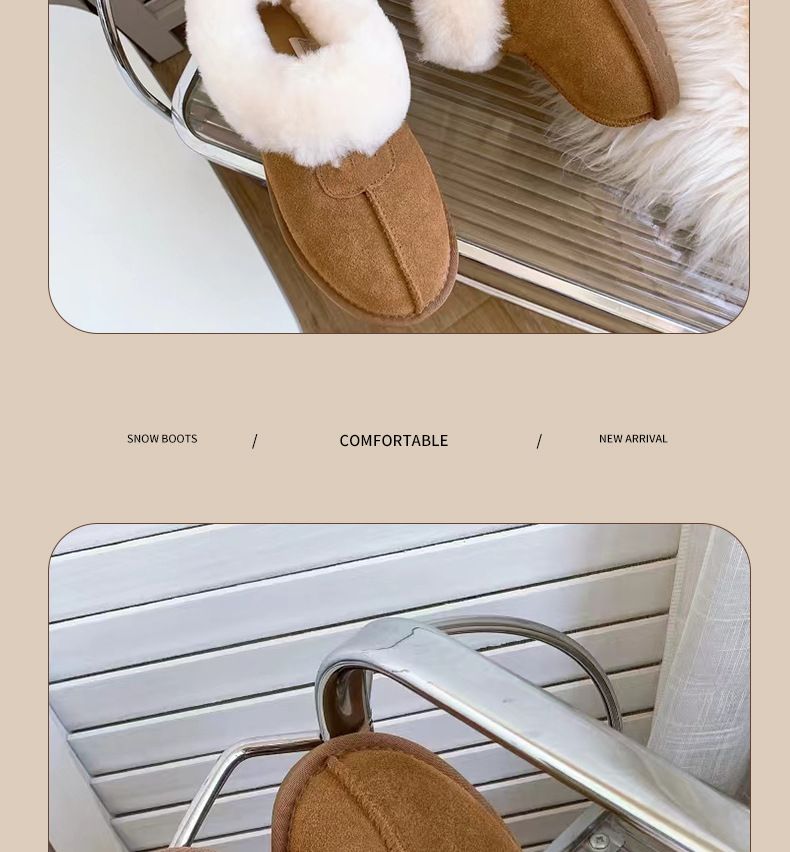 Tacite Snow For Women, Sheepskin Integrated, Winter Thickened Short Shoes, Low-Cut Slip-On Warm Cotton Boots_voghion.com