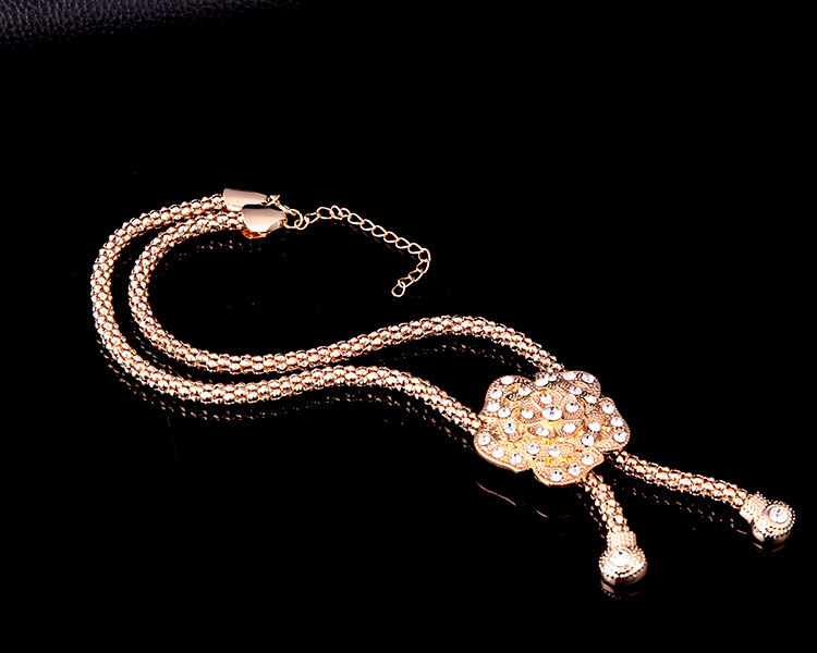 Conjunto de joyería de flor rosa de moda para mujer, conjunto de joyería de declaración de boda chapada en oro, conjunto de pendientes de collar de novia africano_voghion.com