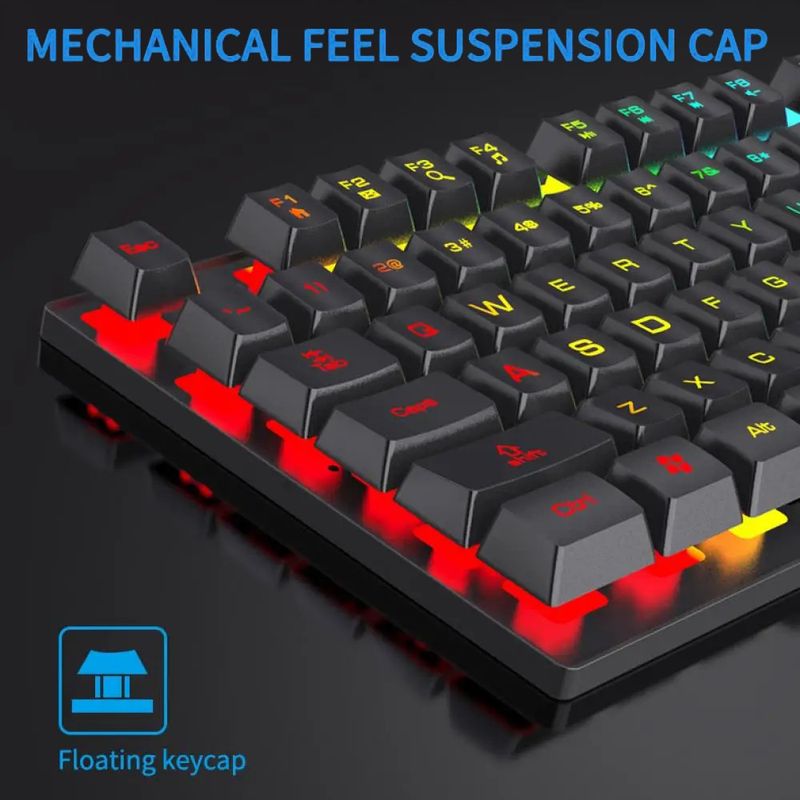 104 Key Backlit Mechanical Wired Gaming Keyboard Waterproof Luminous Keyboard And Mouse Set For Gamers PC Laptop Office_voghion.com