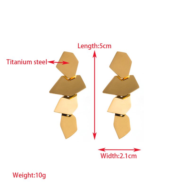 Fashionable New Titanium Steel With Polygonal Leaves, Long Multi-layer Tassel Earrings, Simple And High-end Earrings_voghion.com