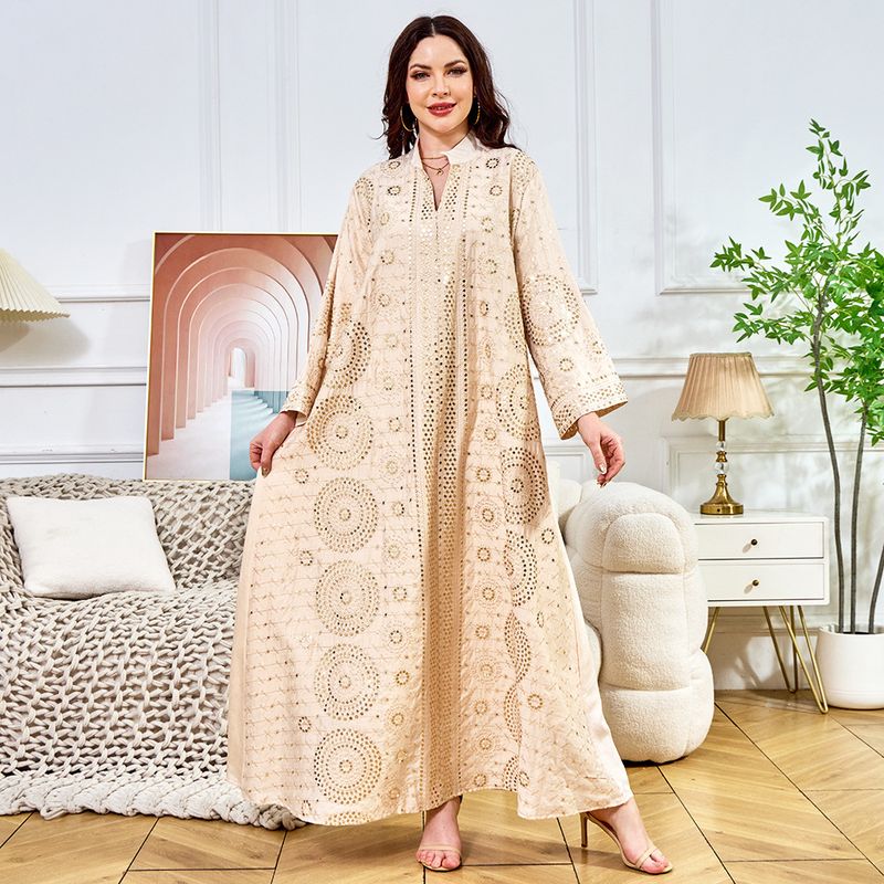 Dubai Clothing Factory Muslim Robe Women's Long New Bead Evening Dress Abaya_voghion.com