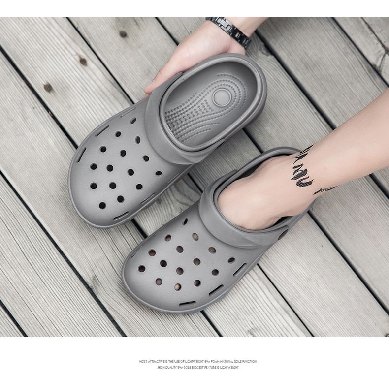 Chaussures d'été pour hommes, chaussures de plage légères et antidérapantes, pantoufles à double usage, taille L_voghion.com