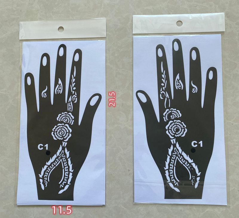 Tatuaggio all'henné con palma indiana nepalese, dipinto a spruzzo, grande stencil, originale, dipinto a mano, a forma di succo_voghion.com