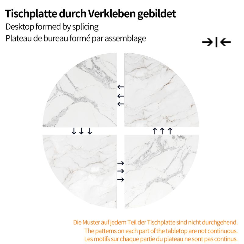 Rond Esstisch 100x76cm Avec Marmorplatte, Goldene Beine_voghion.com
