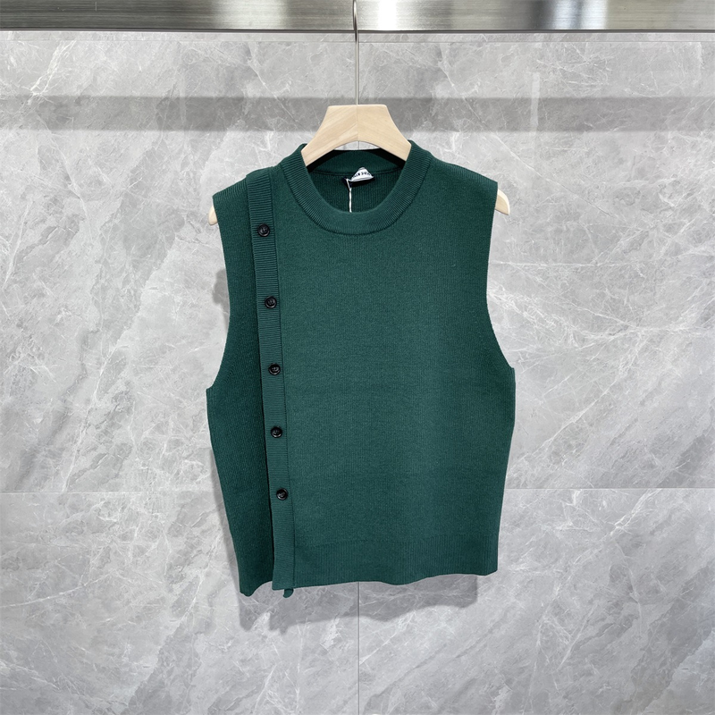 South Korea Autumn Winter Personalized Button Decorated Vest Men's Casual Solid Color Sleeveless Round Neck Pullover_voghion.com