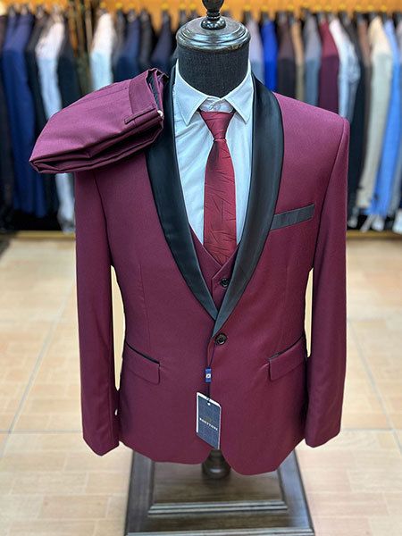 Abbigliamento maschile Colletto di frutta verde Abito da 3 pezzi per uomo Studente Laurea Spettacolo teatrale Abito sottile_voghion.com