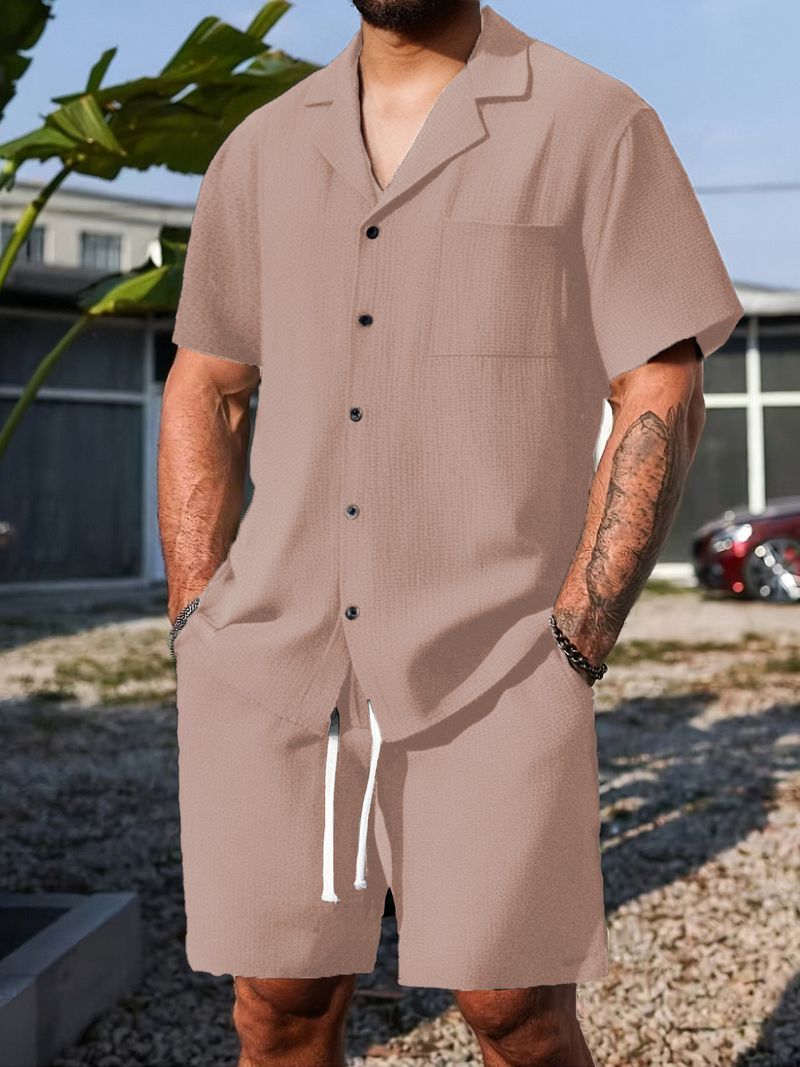 Lässiges Poloshirt- und Shorts-Set für Herren – Atmungsaktive Sommersportbekleidung für Strand- und Outdoor-Aktivitäten_voghion.com