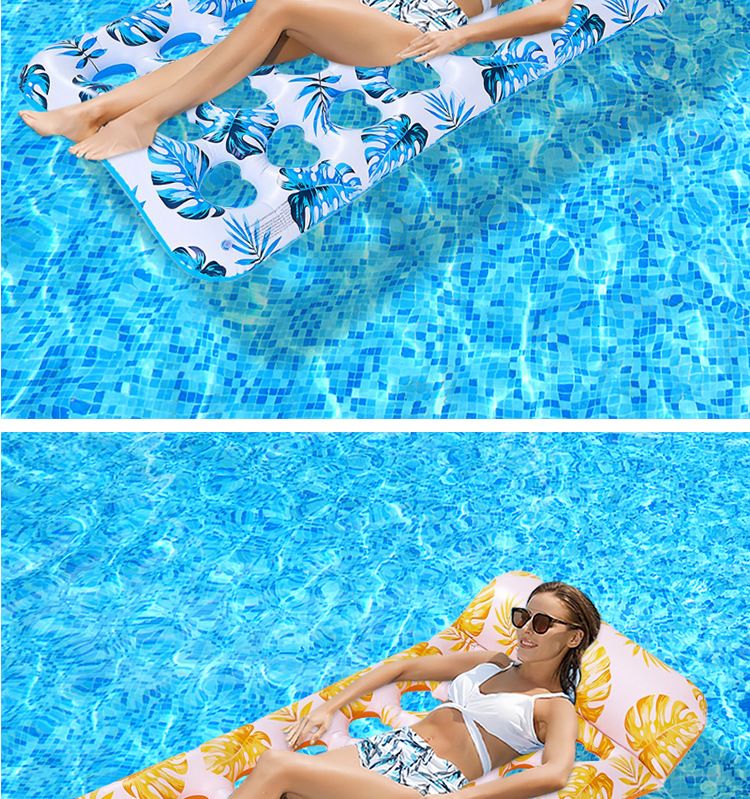 Gradient Transparent Mesh Floating Bed With Foldable Backrest - Inflatable Lounge Chair For Pool & Lake (Quick-Dry Heavy-Duty PVC Portable Design)_voghion.com