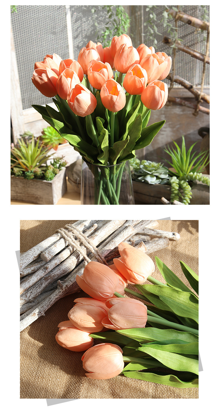Fornitura transfrontaliera PU metà ramo tulipano fiore artificiale commercio estero AliExpress fiore artificiale matrimonio all'ingrosso MW08082_voghion.com