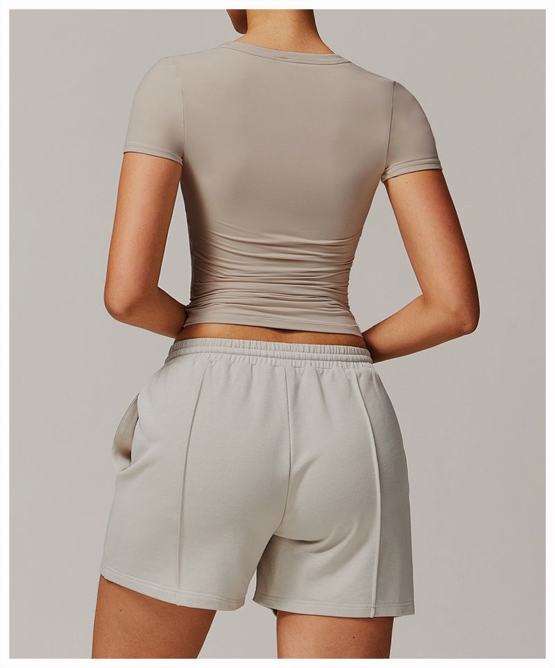 Vêtements pour femmes, haut de yoga moulant à manches courtes, résistant aux chocs, pour la course à pied, le Pilates, le fitness, le sport, le séchage rapide_voghion.com