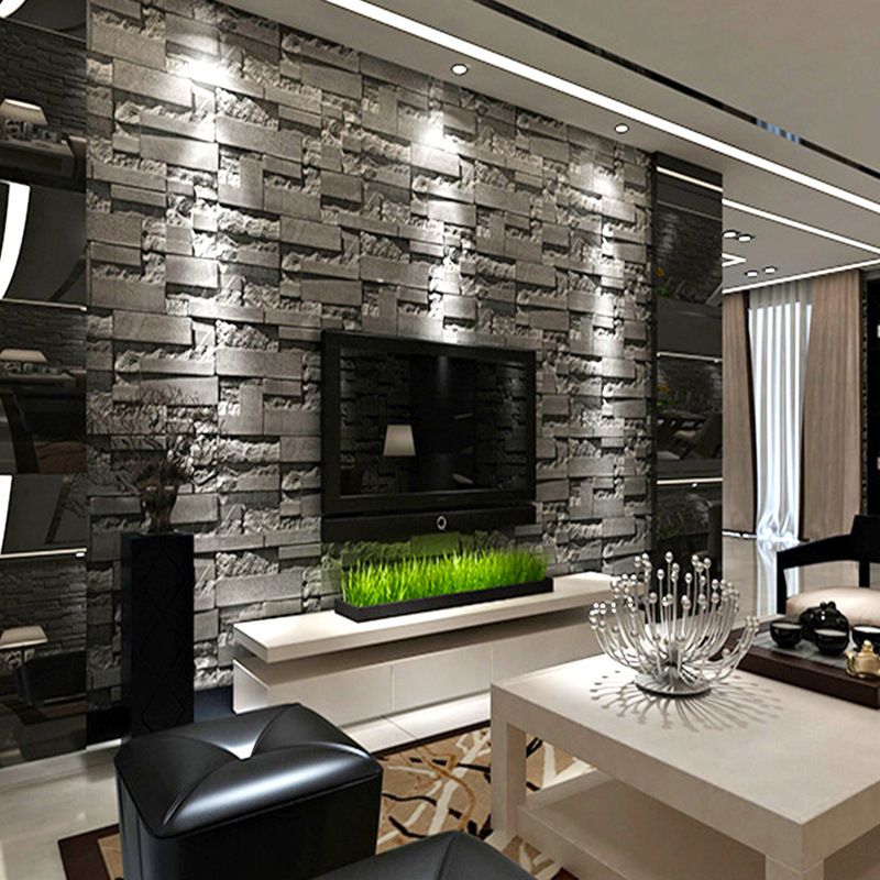 3D Pattern For Restaurant Hair Salon Clothing Store Background Wall Gray Brick Wallpaper_voghion.com