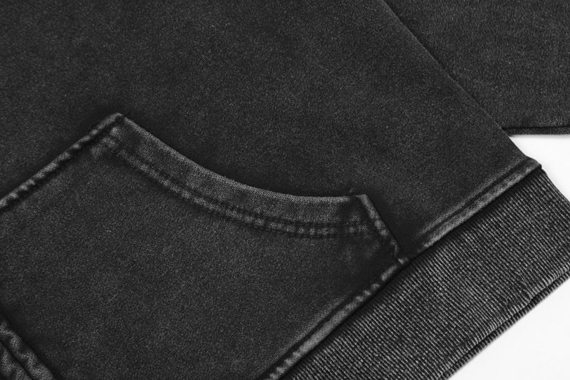 Felpa con cappuccio minimalista in cotone lavato – Pullover streetwear oversize con cerniera, spalle scese e tasca a marsupio (M-XL, nero)_voghion.com