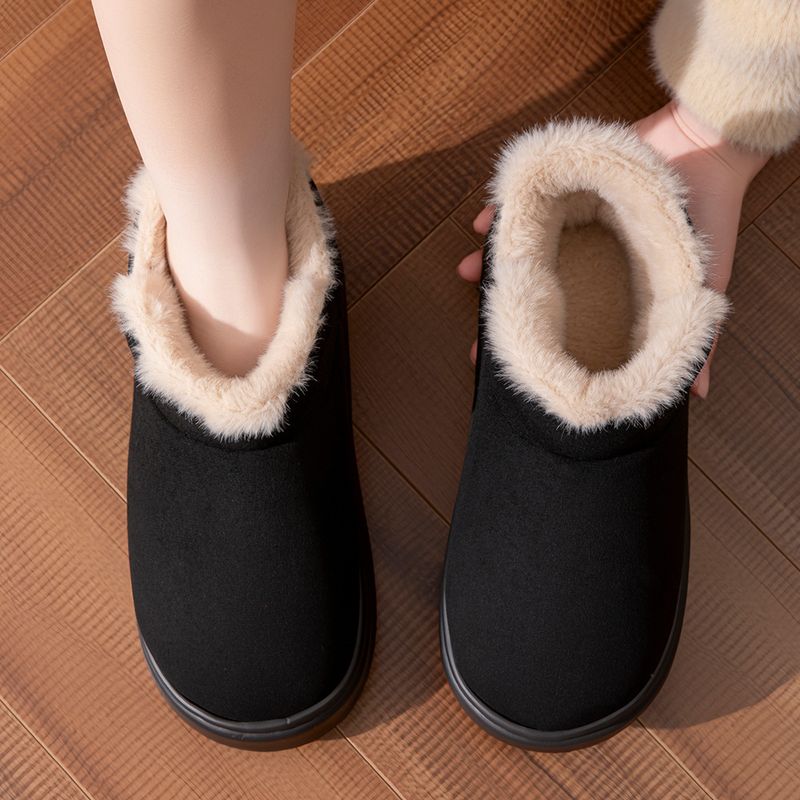 Pantofole invernali unisex in pile – Stivali da neve per esterni con suola in EVA, caldi e comodi per uomo e donna (nero/beige/kaki, taglie 36-45)_voghion.com