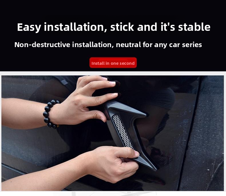 Shark Gills Lufteinlass Dekoration Motorhaube Simulation Vent Carbon Fiber Schwarz_voghion.com