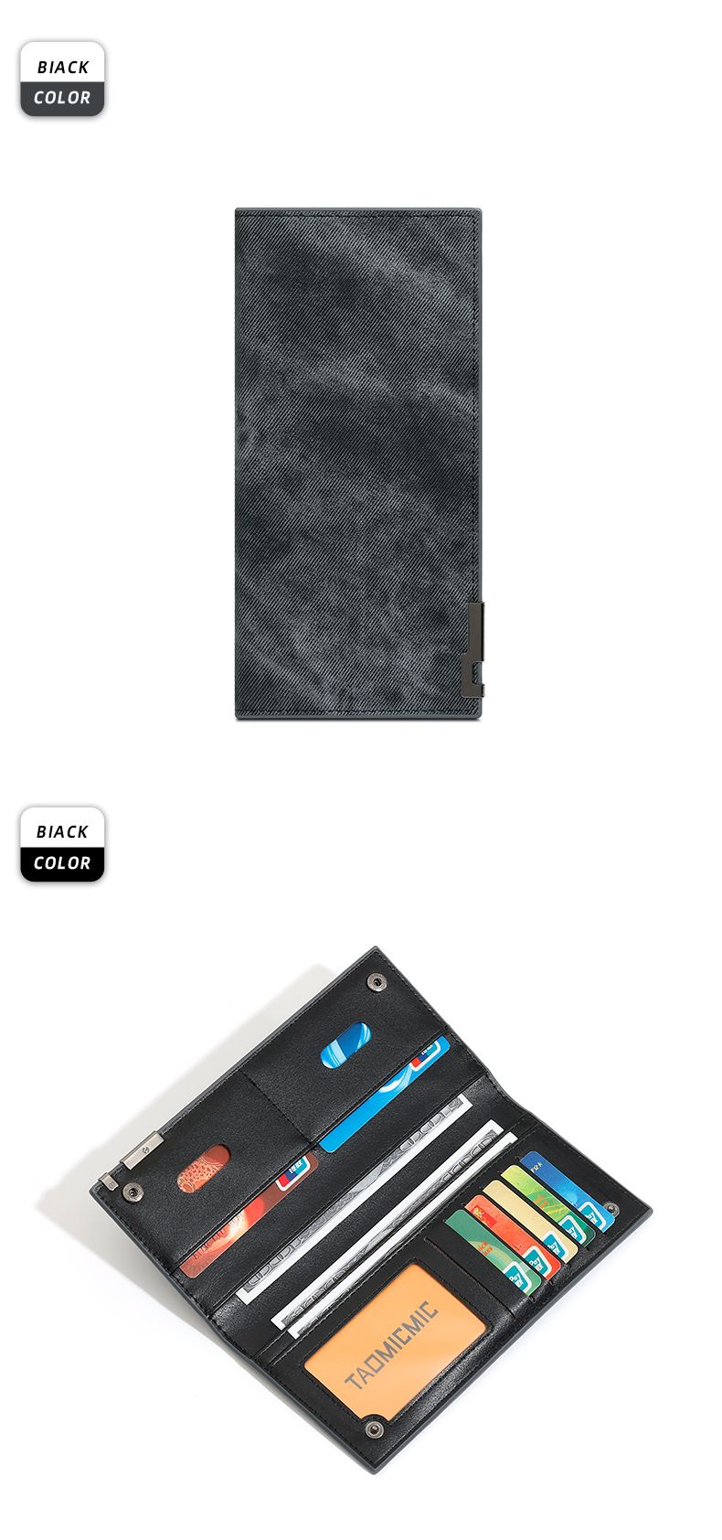 Portafoglio bifold sottile, porta carte di credito, portafoglio lungo da uomo con tasca portamonete con cerniera_voghion.com