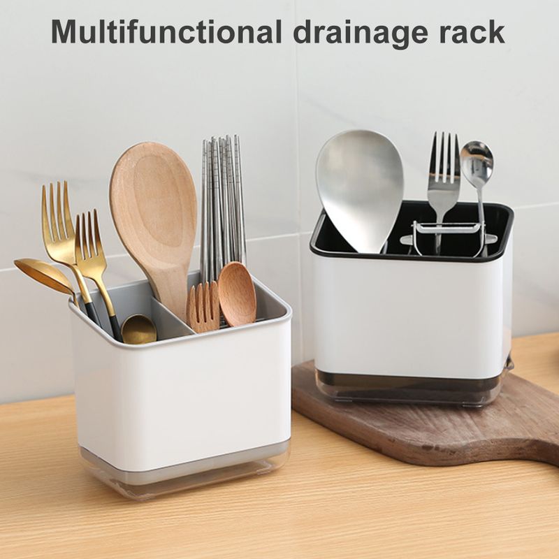 Double Layer Cutlery Drain Rack - Chopsticks & Utensil Storage | Stainless Steel | Drip Tray_voghion.com