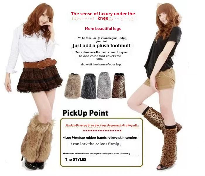 Herbst und Winter Neue Wollstiefel Plüschsocken Mittellange Pelzpelz Hoher Zylinder Beinschutz Damen Ärmel_voghion.com