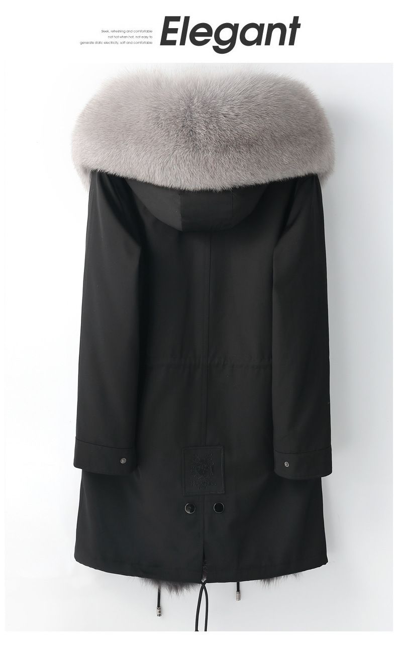 Parka de piel de zorro desmontable para hombre: abrigo de invierno con capucha y forro extraíble (M-6XL, corte entallado, cortavientos, cierre de cremallera)_voghion.com