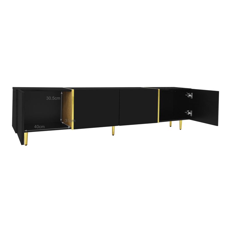 Ensemble meuble TV et table basse noir brillant moderne_voghion.com