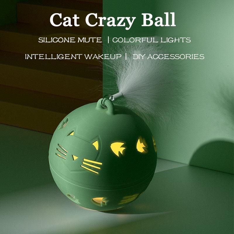 1 Pcs Crazy Ball Interactive Cat Toy Automatic Mobile Cat Jump Ball Toy Vibration Sensor Cat Game Toy XYZ_voghion.com