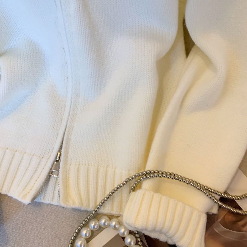 Cardigan in maglia con cappuccio e collo in pelliccia sintetica con doppia cerniera per donna - Capispalla casual a maniche lunghe dalla vestibilità slim_voghion.com