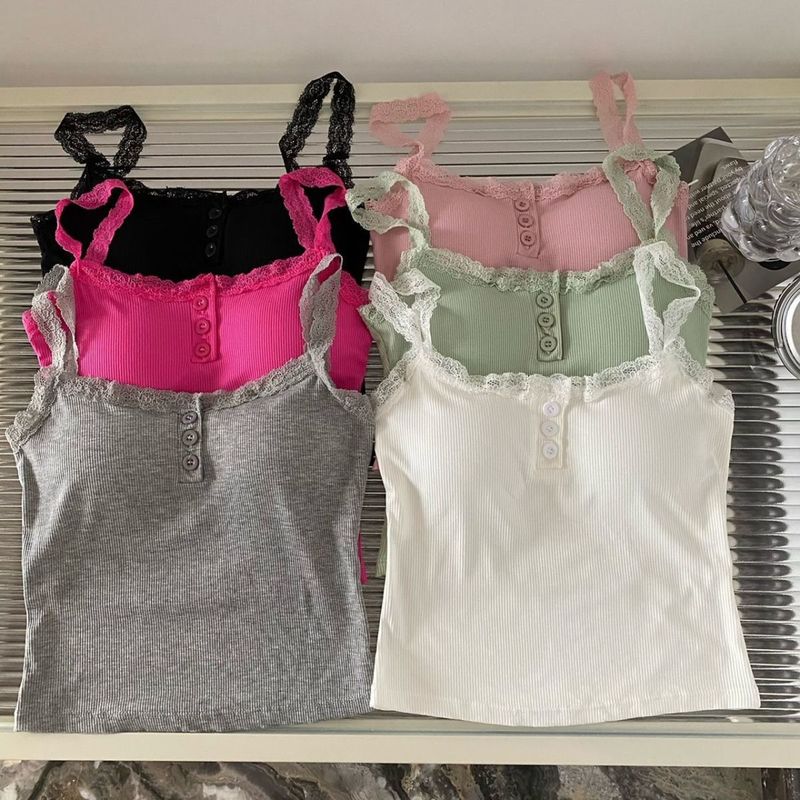 Women's Pure desire style lace suspenders white with chest pad vest for women in autumn outer wear beautiful back slim fit bottoming top_voghion.com