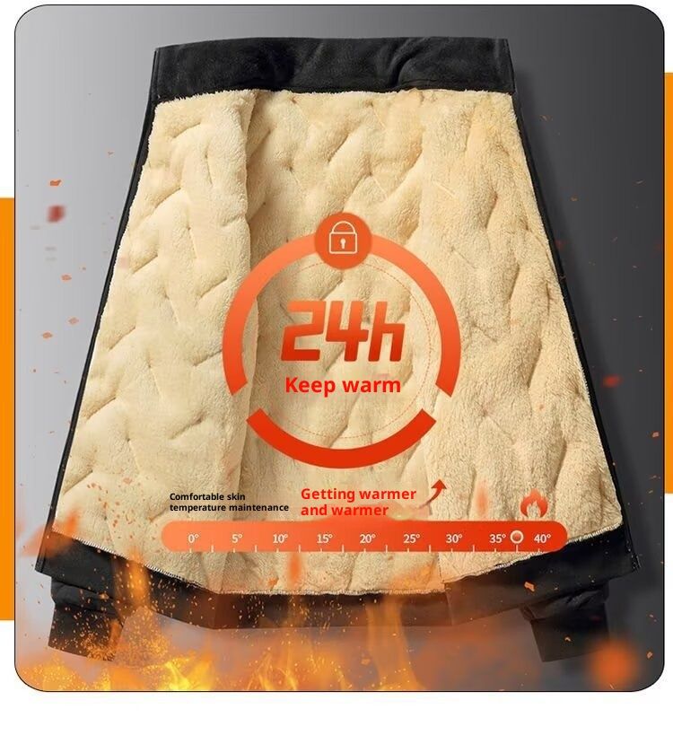 QFV507045555501<2 Plus Size Ultrasonic Lamb Wool Men, Warm Fleece-Lined Thickened Coat, Casual Loose Outerwear, Cotton Padded Jacket For_voghion.com