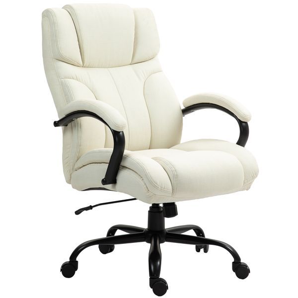 Vinsetto Executive Oversized Office Chair 500lbs , High Back Executive Chair Wide Seat With Swivel Wheels For Relief, Cream White_voghion.com