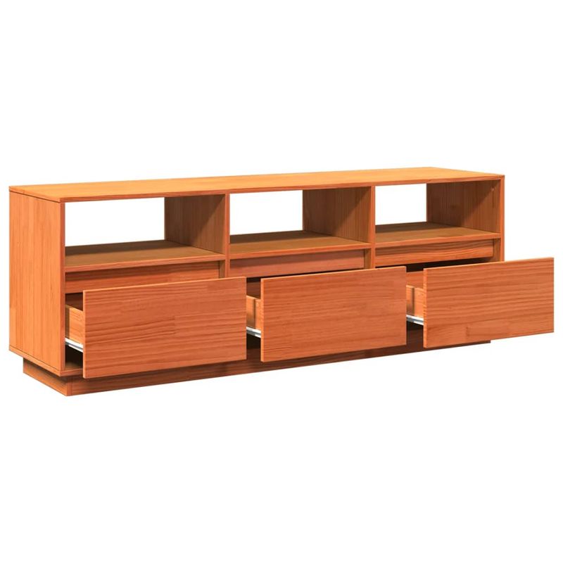 TV-Schrank Wachsbraun 140x37x50 cm Massivholz Kiefer_voghion.com