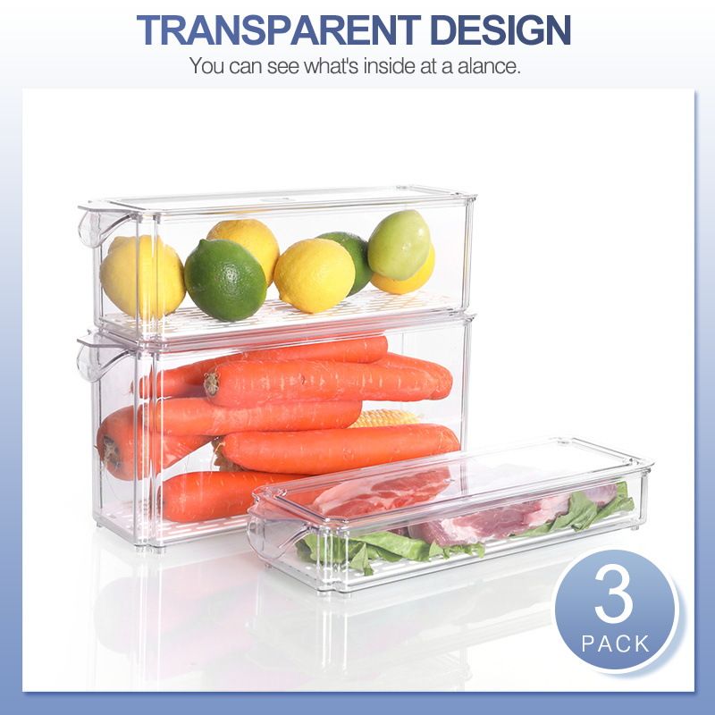 Multi Purpose Long Refrigerator PET Fresh Fruit And Vegetable Storage Box Home Kitchen Refrigerated Fresh Keeping Box Plastic Box_voghion.com