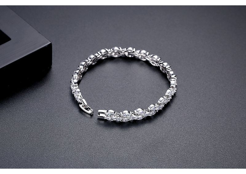 Women's Jewelry Elegant Marquise Zircon Bracelet, Copper Electroplated With 3A Zircon Stones, Geometric Design Fashion Accessory_voghion.com