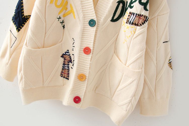 Damenbekleidung 2024 neuer Herbst- und Winterpullover im Lazy-Style mit handbestickter Stickerei, lockerer, kurzer Strickpullover für Damen, Frühlings-Obermantel_voghion.com