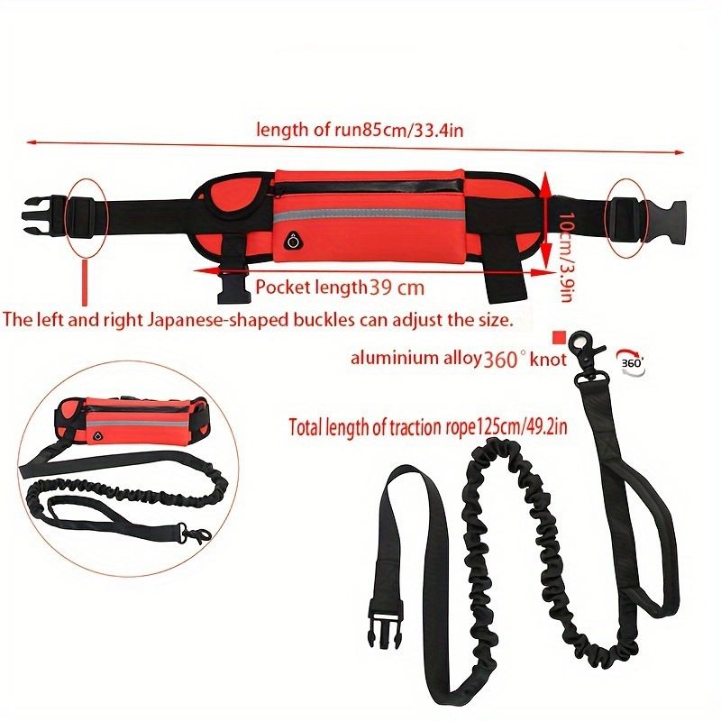 Sports Waist Bag Outdoor Walking Reflective Retractable Dog Explosion-Proof Running Leash_voghion.com