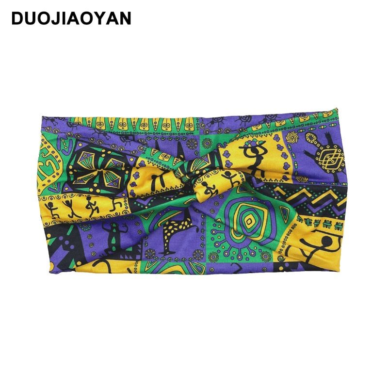 Spring and Summer New Style Knotted Cross Headband Bohemian Print Headband Elastic Headband Headband_voghion.com
