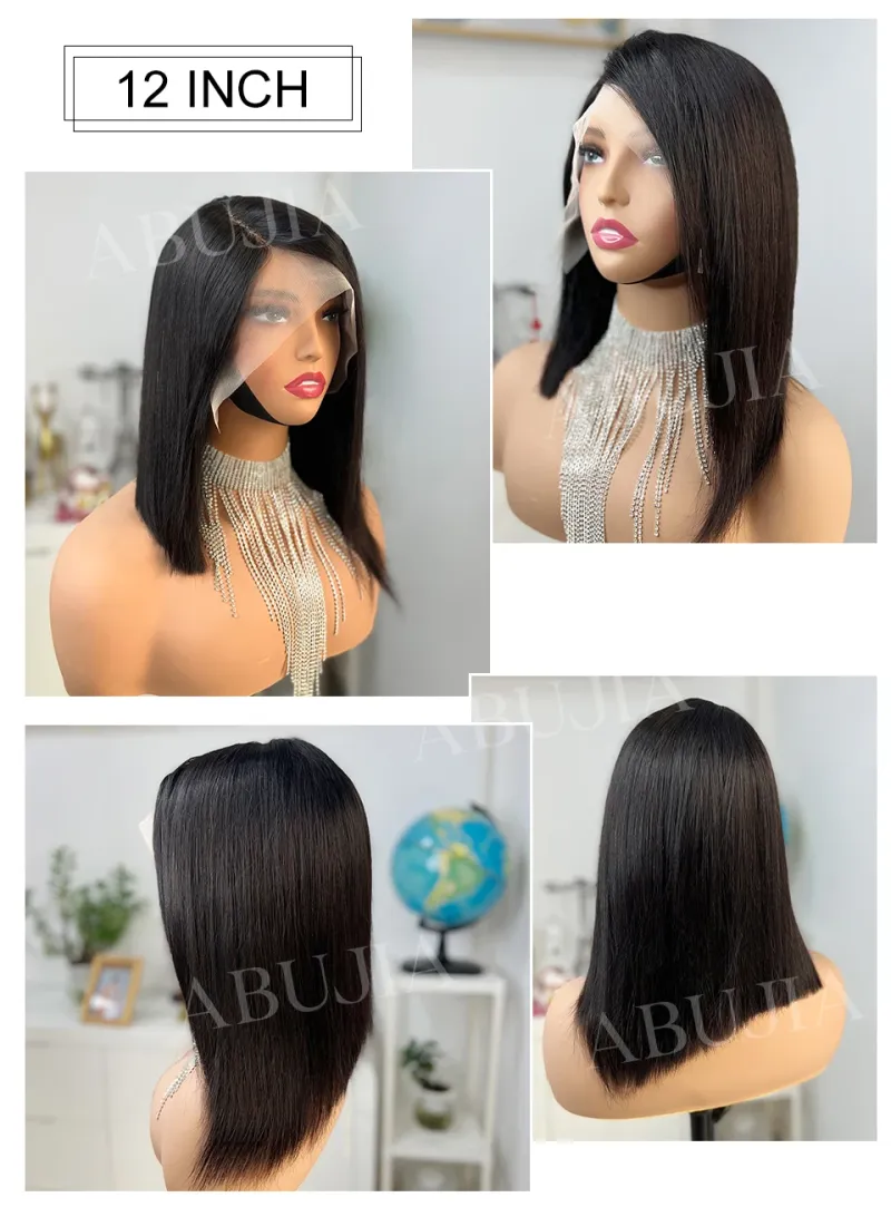 Parrucche Glueless Straight BOB 13X4 Parrucca Frontale in Pizzo per Donna Capelli Umani Brasiliani_voghion.com