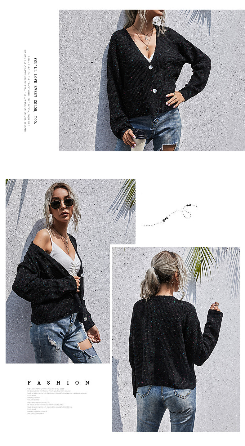 Women's clothing Lazy style knitted forest style solid color point long-sleeved sweater jacket for women independent station autumn_voghion.com
