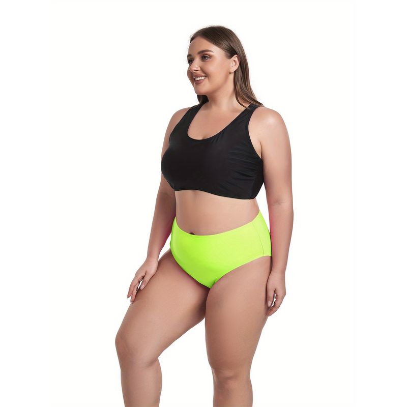New Three-piece Swimsuit Women's Plus Size High-waisted Bikini Swimsuit Smock Set_voghion.com