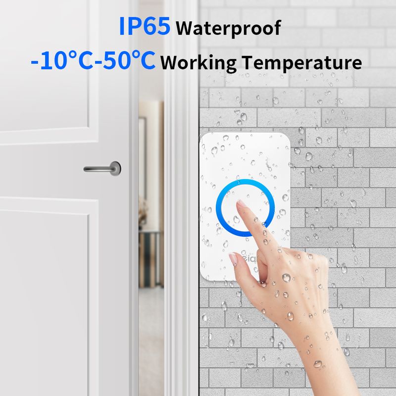 Meian Akıllı Ev Kablosuz Güvenlik Kapı Zili IP65 Su Geçirmez Dış Mekan Kapı Zili 60 Şarkı 5 Ses Seviyesi Ayarlanabilir Zil Kiti_voghion.com