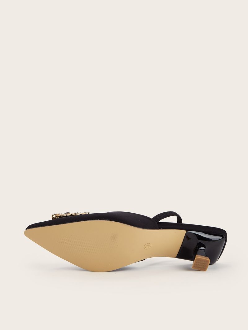 Naisten kengät, teräväkärkiset strassilla koristellut metallisoljet, tyylikkäät stiletto-korkokengät, etu- ja takakannen tyhjät sandaalit_voghion.com