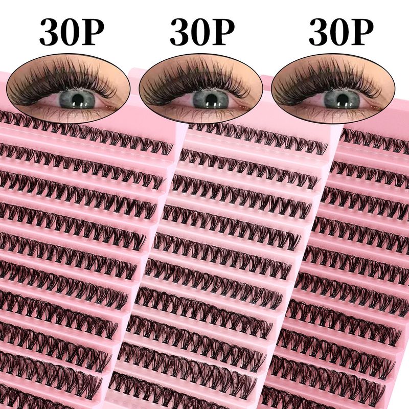 Faux cils segmentés en grappe unique, faux cils 30D 100D, naturels, épais, courbés en D, greffés_voghion.com