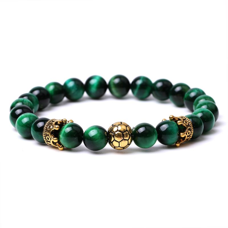 Bracelets à breloques Coupe de la Ligue de football Bracelet couronne Femme Pierre multicolore Œil de tigre Pierre Image Agate Turquoise Bracelet_voghion.com