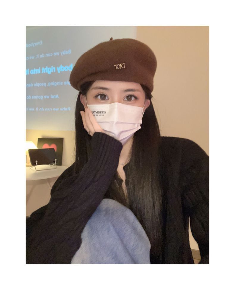 Women's Berets irregular beret women's autumn and winter face-showing small-shaped beret white woolen painter's hat_voghion.com